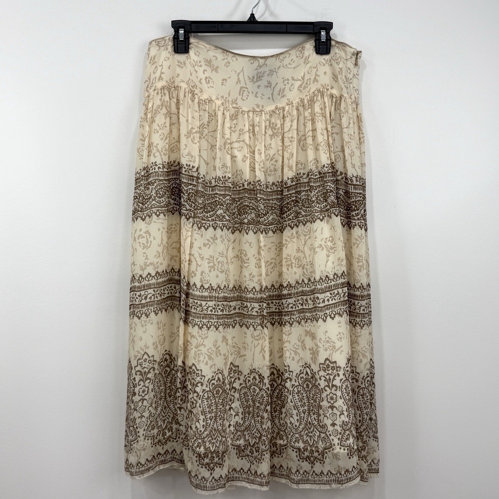 VTG 90s Y2K Jones NY 100% Silk Skirt L Whimsigoth Boho Renaissance Romantic